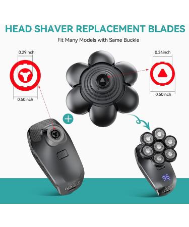 Kensen 7D Blade Replacement Heads - 7 Electric Shaver Heads for Bald Men - Wet/Dry Compatible - Waterproof Razor - Compatible with Many Models - Buy Online on SooperMarket.com