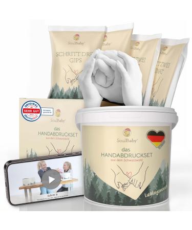 Soulbaby 3D Handpruck Set Family 4 Large Hands with gift packaging I Premium Families Plaster Set I 100% Black Forest Made I 3D Print Set Family with video instructions