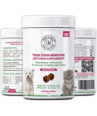 Tear Stain Remover Supplement 65 Soft Chews | Removes Tear Stains | Stimulates Immune System | Antioxidants | Resist Allergens | Veterinarian Formulated