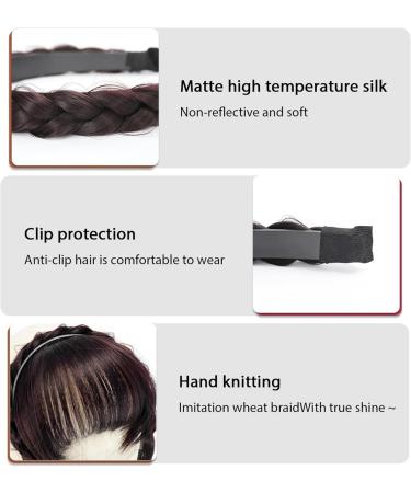 Fluffy Fake Hair Band Bangs Braid Headband Wig Bangs Headband with Bangs Fluffy Front Fake Bangs Non slip Headband Hair Extensions for Women Girls - Dark Brown - Buy Online on SooperMarket.com