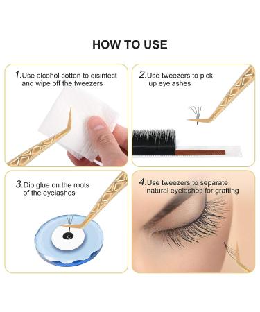FEITA Gold Eyelash Extension Tweezer Set - Precision Diamond Grip Tweezers for Volume & Individual Lashes (6Pcs) - Buy Online on SooperMarket.com