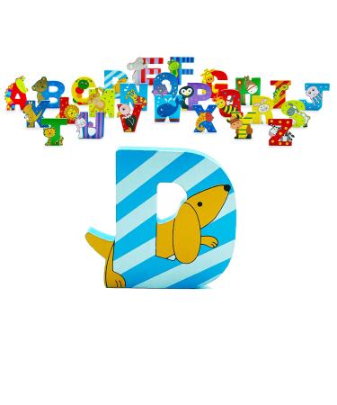 Wooden Letters by Orange Tree Toys Letter D for Dog - Alphabet Animal Letters for Personalised Baby Name Toy Box Door Wall Decorations - Animals Nursery Decor Boys Girls Bedroom Accessories