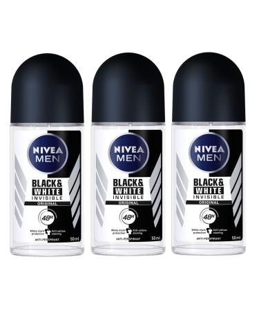 Nivea for Men Deodorant Roll On 1.69 Oz (Invisible B&W Power) Pack of 3