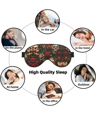 SSIMOO Skull & Red Rose Soft Sleep Eye Mask | Breathable Travel Eye Patch for Relaxation | Black - Buy Online on SooperMarket.com
