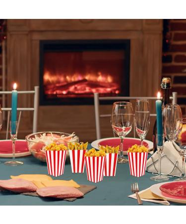 100 Pcs Popcorn Boxes Mini Paper Popcorn Box Container for Movie Night Decorations White and Red Stripes in Popcorn Concession Equipment & Supplies - Buy Online on SooperMarket.com