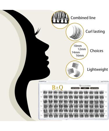 Cluster Lashes D Curl 12mm 72 Clusters - B&Q Individual Volume Eyelash Extensions - Buy Online on SooperMarket.com