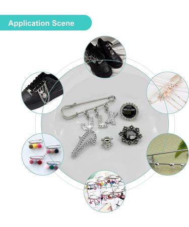 LiQunSweet 10 Pcs Iron 3-Hole Metal Brooch Safety Pins - Platinum 52mm (2 Inch) for Garment and Jewelry Making - Buy Online on SooperMarket.com