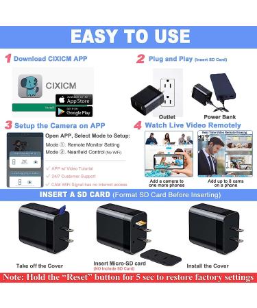 Wireless Hidden WiFi Charger Spy Camera - 1080P HD Nanny Cam - LUOHE Mini USB Security Camera Recorder - Black - Buy Online on SooperMarket.com