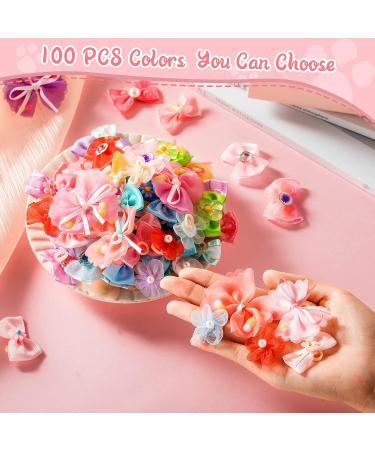100-Piece Multicolor Dog Hair Bows with Rhinestone Pearls - Cute Girl Puppy Accessories for Pet Grooming - Buy Online on SooperMarket.com