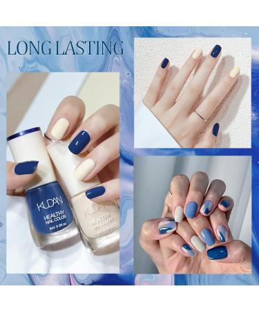 4 Pieces Blue Nail Polish Set - Quick Drying & Long-Lasting Blue Beige Grey Nail Polish - Non-Toxic Water-based Nail Polish - No UV Nail Polish for DIY Nail Art Manicure at Home (4 Pieces Blue Set) - Buy Online on SooperMarket.com