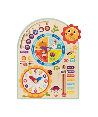 Tooky Toy Calendar Clock Year Clock - Children's Learning Clock - Wooden Toy Learning Toy - Clock - Seasons - Weather made of wood