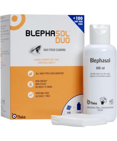 THEA PHARMA Blephasol Duo 100ml Eyelid Cleansing Micellar Lotion with 100 Cotton Pads | Preservative-Free Formula for Daily Eye Care | Ideal for Contact Lens Users - Buy Online on SooperMarket.com