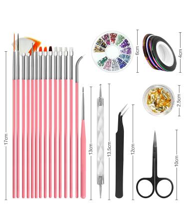 Canvalite Nail Art Brush Set - 5 Pc Gel Nail Decoration Tools Dotted Pen Rhinestones & Gold Leaf for Salon & Home Use - Buy Online on SooperMarket.com