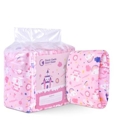 Landofgenie adult diapers pink printed diaper underwear big adult baby night diapers with tabs 10 pieces (medium 28 "-38") Rosa M