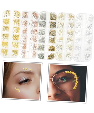 WOFASHPURET 5 Boxes Metal Nail Decoration Nail Art Supplies Nail Art Decor Nail Craft Decors Nail Charm Glue Rhinestone for Nails Nail Art Studs Diy Nail Charms Nails Gems Suite Hollow Out - Buy Online on SooperMarket.com