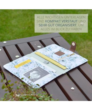 Love My Baby Mother Pass Cover | Document Bag for German Mother Pass | U-Booklet Organizer with Magnetic Lock & 7 Subjects | Eucalyptus (White-Mint) - Buy Online on SooperMarket.com