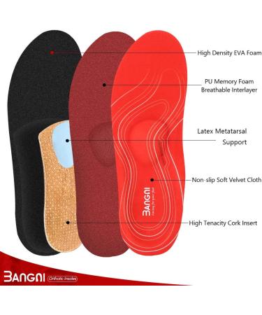3ANGNI Arch Support Insoles for Plantar Fasciitis | Orthopedic Insoles for Flat Feet | Metatarsalgia Relief | UK-11-295MM Orthotic Insoles - Buy Online on SooperMarket.com
