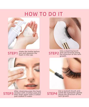 Eyelash Extension Cleanser 60ML Natural Lash Extension Shampoo Strawberry Professional Eyelid Foaming Cleanser Paraben & Sulfate Free Non-lrritating with Salon and Home Care Strawberry 60ml - Buy Online on SooperMarket.com