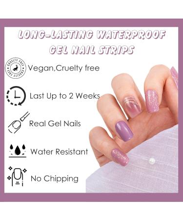 Semi Cured Gel Nails Strips 20PCS Burple Glitter Self Adhesive Gel Nail Stickers Soft Full Nail Wraps Waterproof Gel Nail Strips Decal with Nail File & Stick UV/LED Lamp Required - Buy Online on SooperMarket.com