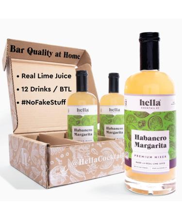 Hella Cocktail Co. Habanero Margarita Premium Cocktail Mixers, 750ml (3 Bottle Set) - Made with All Natural Ingredients, Real Lime Juice and Habanero Pepper Habanero Margarita 25.4 Fl Oz (Pack of 3)