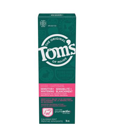 Tom s of Maine PureActiv Sensitive + Whitening Fluoride Free Toothpaste Calming Mint 76 ml