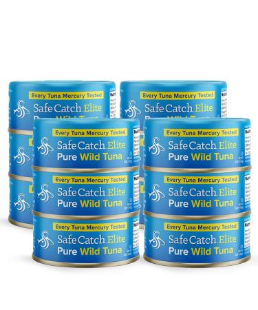 Safe Catch Elite Tuna Canned Wild Caught Tuna Fish Low Mercury Can Tuna Solid Steak Gluten-Free Keto Non-GMO Kosher Paleo-Friendly High Protein Food, Every Can Of Tuna Is Tested, 12 Pack 5oz Tuna Cans 5 Ounce (Pack of 12)