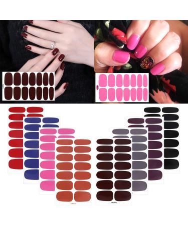 8 Sheets Solid Color Full Wraps Nail Stickers with Nail File MWOOT Self-Adhesive Nail Art Polish Stickers Strips Nail Wraps Decals for DIY Manicure Tips Decoration - Buy Online on SooperMarket.com