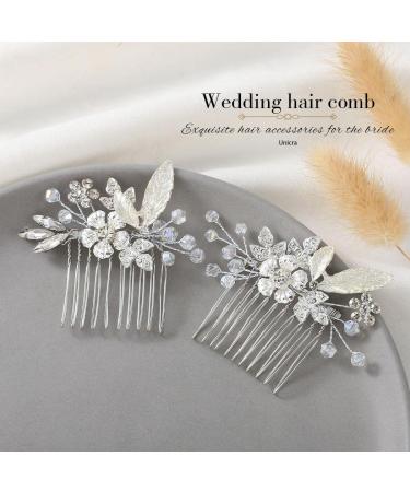 Edary Bridal Crystal Wedding Hair Comb - Flower & Leaf Hair Accessories for Women & Girls (2 Pack) - Buy Online on SooperMarket.com