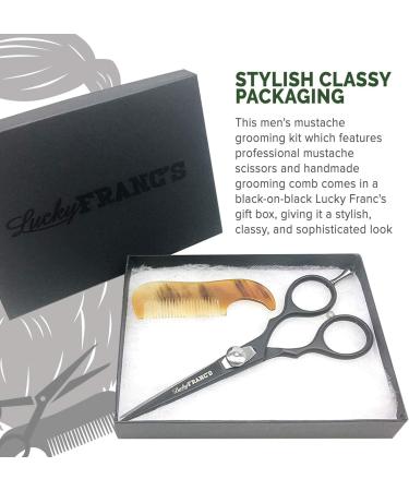 Lucky Franc's Beard Trimming Kit with Japanese Scissors and Ox Horn Combs for Men - Handmade Beard Care Set - Buy Online on SooperMarket.com