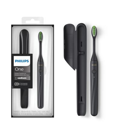 Philips One by Sonicare Rechargeable Toothbrush, Shadow Black, HY1200/06 Shadow Black Rechargeable