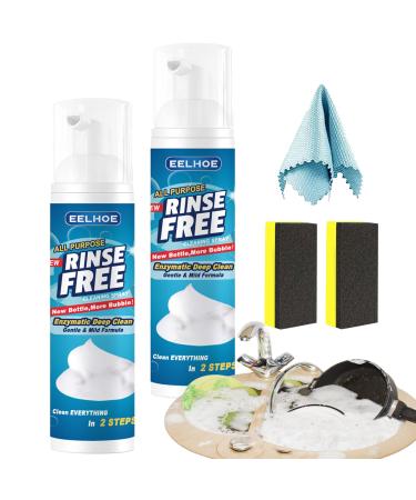 Rinse Free Bubble Cleaner Powerful Rinse-free Bubble Cleaner All Purpose Rinse Free Cleaning Spray Powerful Stain Removal Kit for Bathroom Car House (2PCS)