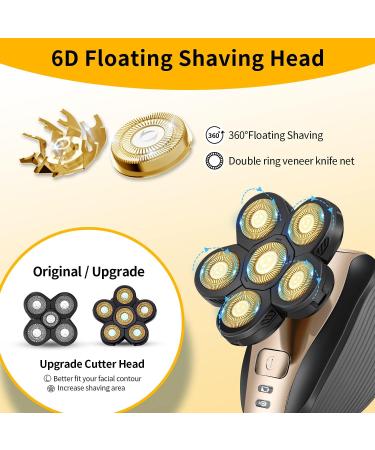 Shop Upgraded 5-in-1 Head Shaver for Men | Cordless Electric Razor & Grooming Kit - Waterproof Gold - Buy Online on SooperMarket.com