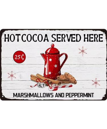 Hot Cocoa Served Here Marshmallows and Peppermint Christmas Metal Tin Sign Hot Cocoa Bar Wall Decor Farmhouuse Cfae 8x12 Inch 8x12 IN A102 - Buy Online on SooperMarket.com