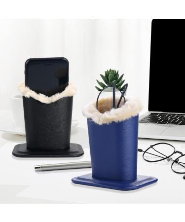 Bivisen Eyeglass Holder Case - Modern Velvet Plush PU Leather in Black & Navy Blue | Stylish & Durable Eyewear Storage for Travel - Buy Online on SooperMarket.com