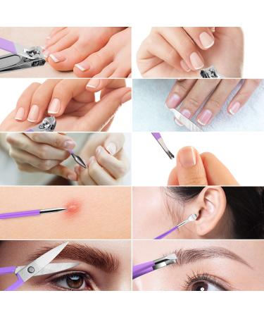 10pcs Professional Stainless Steel Manicure Pedicure Set for Travel - Violet - Buy Online on SooperMarket.com