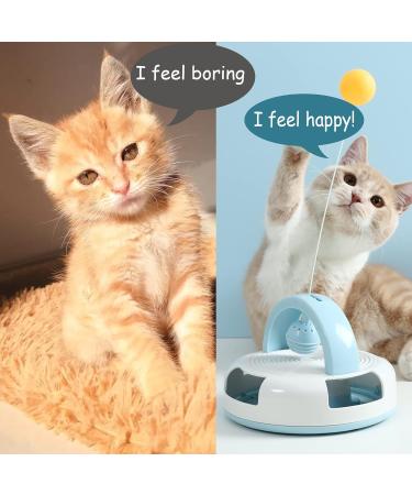 Suhaco 3-in-1 Interactive Cat Toy Set with Feather Wand, Catnip Ball, and Bell Track Toy - Self Play Fun for Indoor Cats - Blue - Buy Online on SooperMarket.com