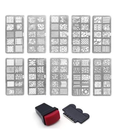 PULABO Nail Art Stamping Kit 1 Stamping Plate +1 Stamper + 1 Scraper Manicure Stamping Kit Work for Nail Art Design and Decoration Template Random Adorable Quality and Practicaldurable