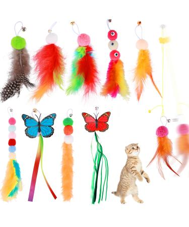 Cat Toys Kitten Toys Assortments,Interactive Door Hanging Cat Feather Teaser Toy Doorway Cat Toy for Indoor Door Frame Play Chase Exercise 13PCS