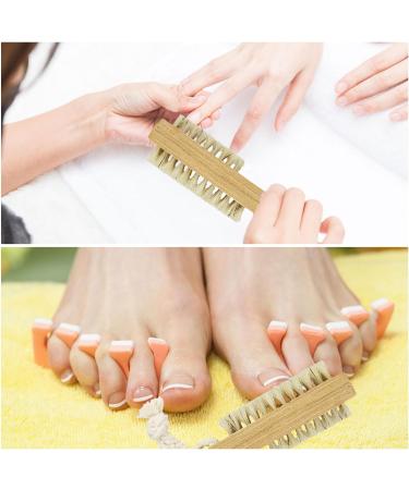 Double Sided Wooden Nail Brush with Hanging Rope - Fingernail and Toenail Cleaning Brushes - Buy Online on SooperMarket.com