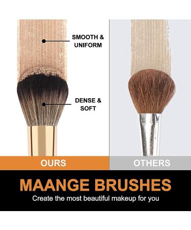 MAANGE 10-Piece Travel Makeup Brushes Set with Case - Foundation Kabuki Blush Eyeshadow Brushes, Sponge, and Cleaner (Blackgold) - Buy Online on SooperMarket.com