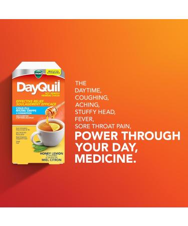 DayQuil Hot Remedy Cold Flu & Congestion Medicine Daytime Non-Drowsy Relief for Fever & Headache Sore Throat Pain Nasal Congestion Cough Multi-Action Honey Lemon Flavoured 8 Powder Packets - Buy Online on SooperMarket.com