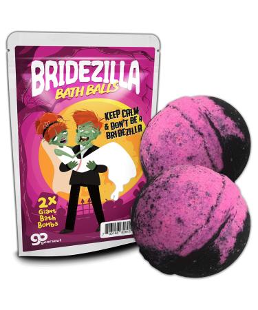 Gears Out Bridezilla Bath Balls - Cartoon Zombie Bride and Groom Design - XL Bath Bath Bombs for Women - Pink and Black  Handcrafted in America  2 pk