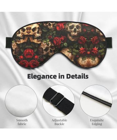 SSIMOO Skull & Red Rose Soft Sleep Eye Mask | Breathable Travel Eye Patch for Relaxation | Black - Buy Online on SooperMarket.com