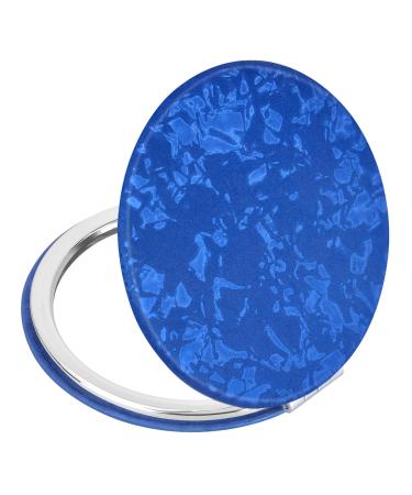 Portable Compact Vanity Mirror for Men Women Girls Delicate Blue Travel Cosmetic Mirrors 1X & 2X Magnification for Handbag Pocket Foldable 2-Sided Small Cute Makeup Mirror for Daily Work Business