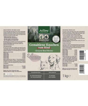 Aniforte Ground Bones for Dogs & Cats 1 kg - Natural Calcium for Bone Health & Joints Pure Beef Meat Bone Flour - BARF & Feed Supplement - Buy Online on SooperMarket.com