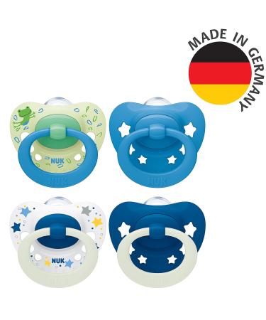 Nuk Signature Day & Night Baby Pacifier Set | BPA-Free Silicone Heart Shape 4 Pieces | Calms 95% of Babies | Glow-in-the-Dark Stars | Ages 18-36 Months - Buy Online on SooperMarket.com