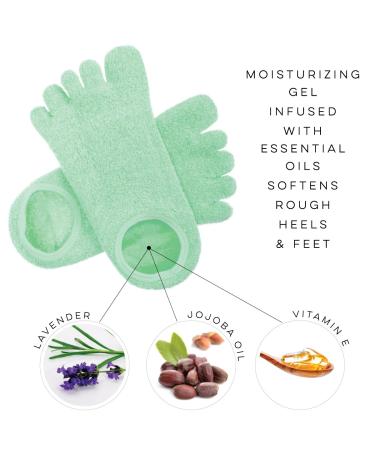 LE EMILIE 5 Toe Moisturizing Gel Socks | Healing Dry Cracked Heels | Lavender & Jojoba Oil Blend | 1 Pair Green Seafoam - Buy Online on SooperMarket.com