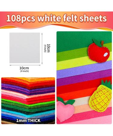 108pcs White Felt Sheets 4x4 - Pre-Cut Craft Felt Fabric for Sewing and Patchwork - Buy Online on SooperMarket.com
