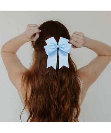 2 Pack 6 inch Bow Hair Clips Large Hair Bow Hair Barrette Clips for Women Girls Blue Hair Bow Light Blue - Buy Online on SooperMarket.com