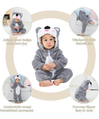 COOKY.D Baby Hooded Rompers for 3-6 Months - Koala Design | Winter Flannel Jumpsuit Pajamas for Infants 2-36 Months - Buy Online on SooperMarket.com